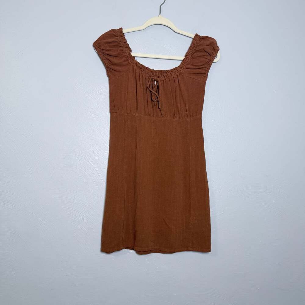 Aeropostale Brown Ruched Square Neck Mini Dress Size S